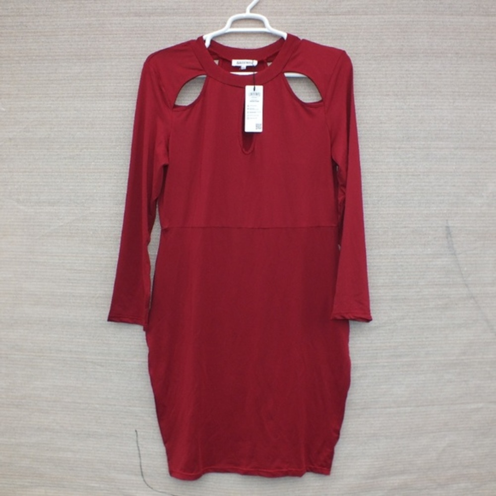 BiuBiu Sexy Long‎ Sleeve Red Dress Plus Size 2X XXL